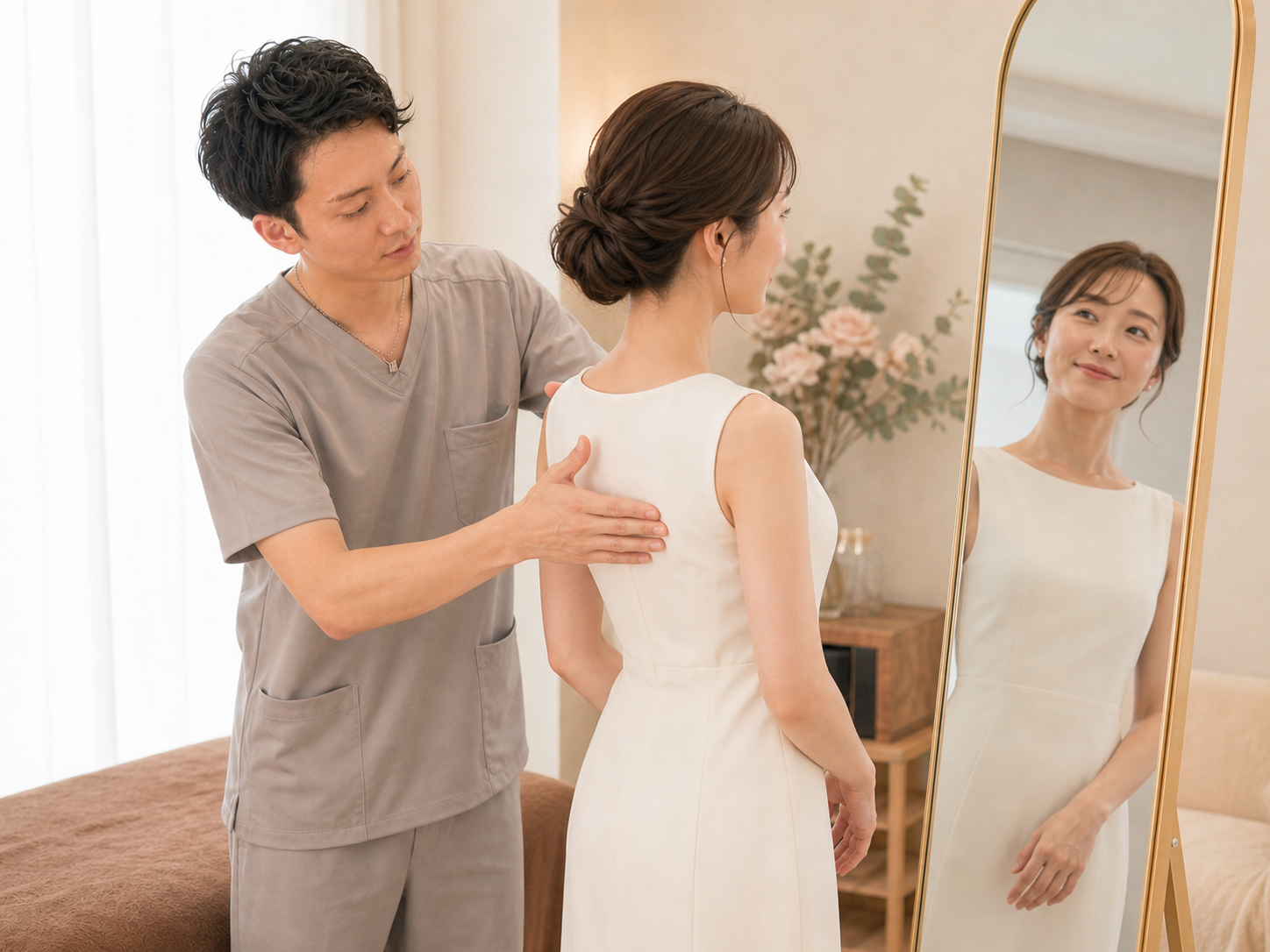 ブライダルに向けて姿勢を確認する女性